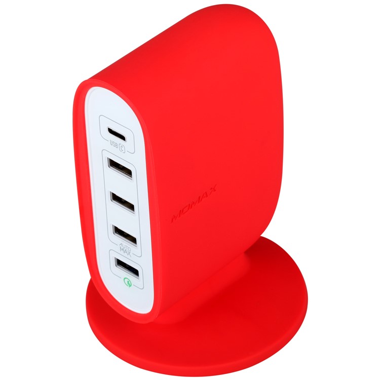 MOMAX U Bull 40W Quick Charge 3.0 + Type-C + 3*USB Ports Desktop Charger for Phones & Tablets - Red / UK Plug-8