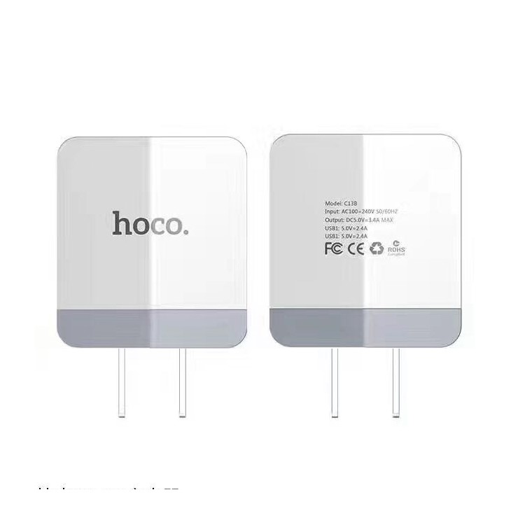 HOCO C13B Dual USB Charger Portable Travel Adapter for iPhone iPad Samsung Cellphone Tablet - White / US Plug-3
