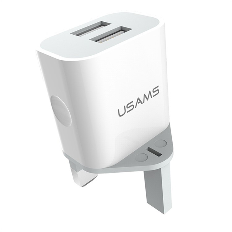 USAMS 5V 2.4A Dual USB Travel Wall Charger for iPhone Samsung HTC Etc (US-CC022) - UK Plug-5