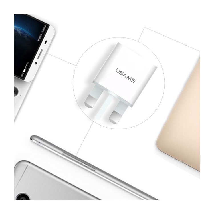 USAMS 5V 2.4A Dual USB Travel Wall Charger for iPhone Samsung HTC Etc (US-CC022) - UK Plug-8