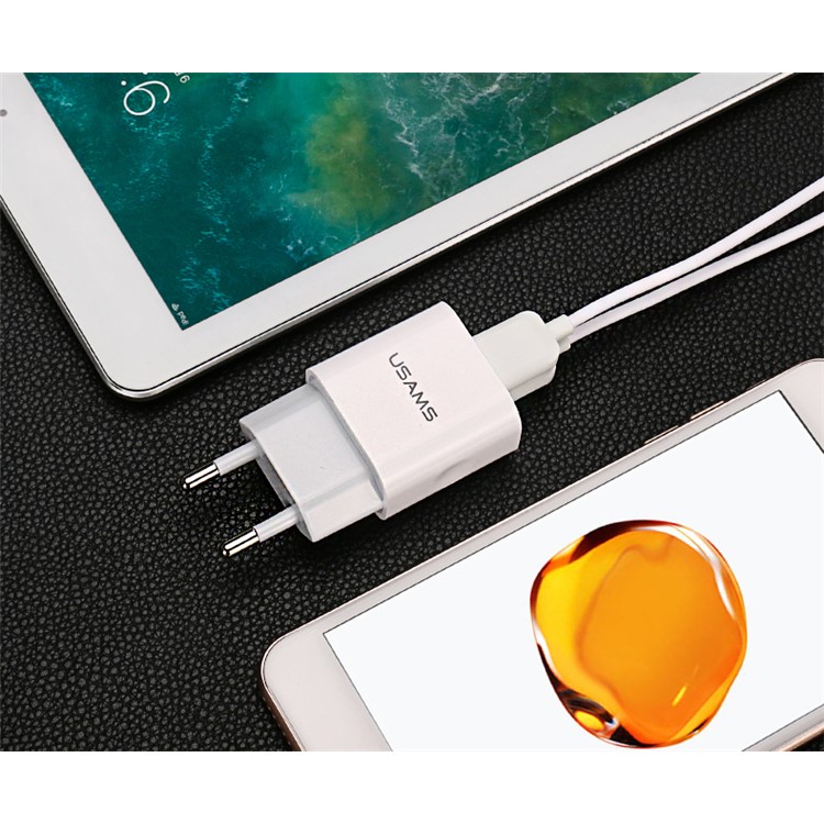 USAMS 5V 2.4A Dual USB Wall Travel Charger for iPhone Samsung HTC Etc (US-CC023) - EU Plug-12