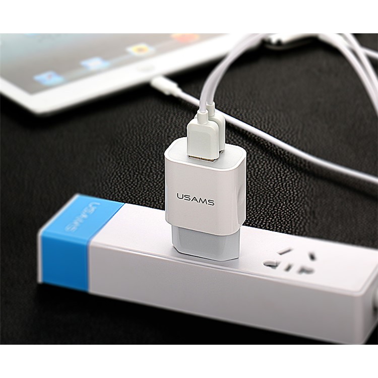 USAMS 5V 2.4A Dual USB Wall Travel Charger for iPhone Samsung HTC Etc (US-CC023) - EU Plug-13