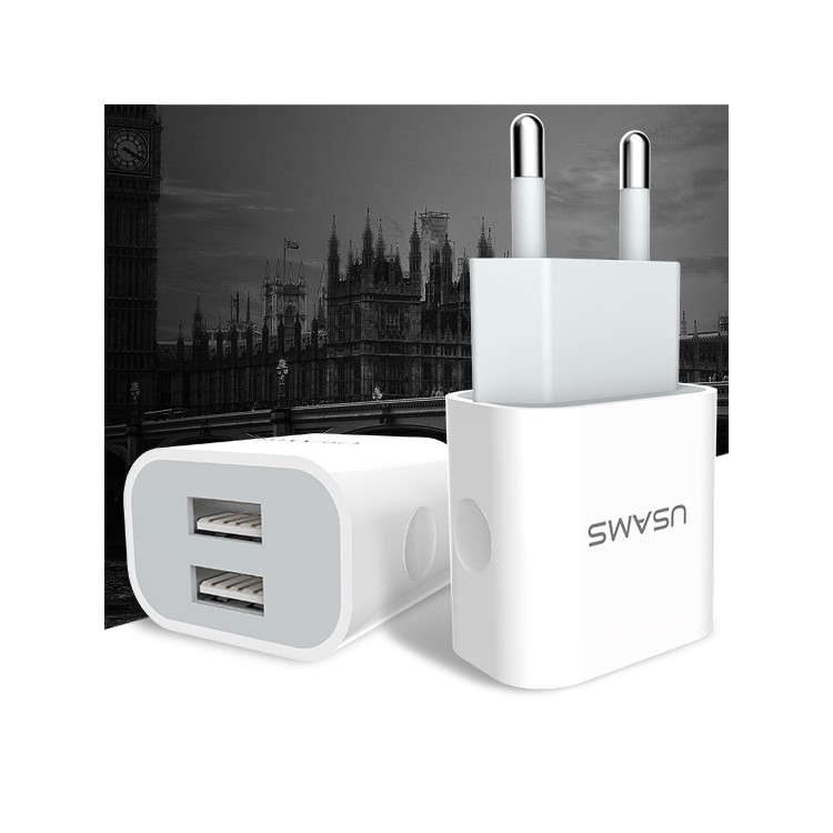 USAMS 5V 2.4A Dual USB Wall Travel Charger for iPhone Samsung HTC Etc (US-CC023) - EU Plug-14