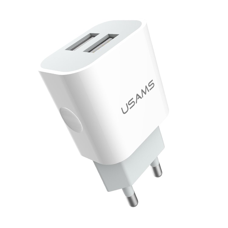 USAMS 5V 2.4A Dual USB Wall Travel Charger for iPhone Samsung HTC Etc (US-CC023) - EU Plug-2