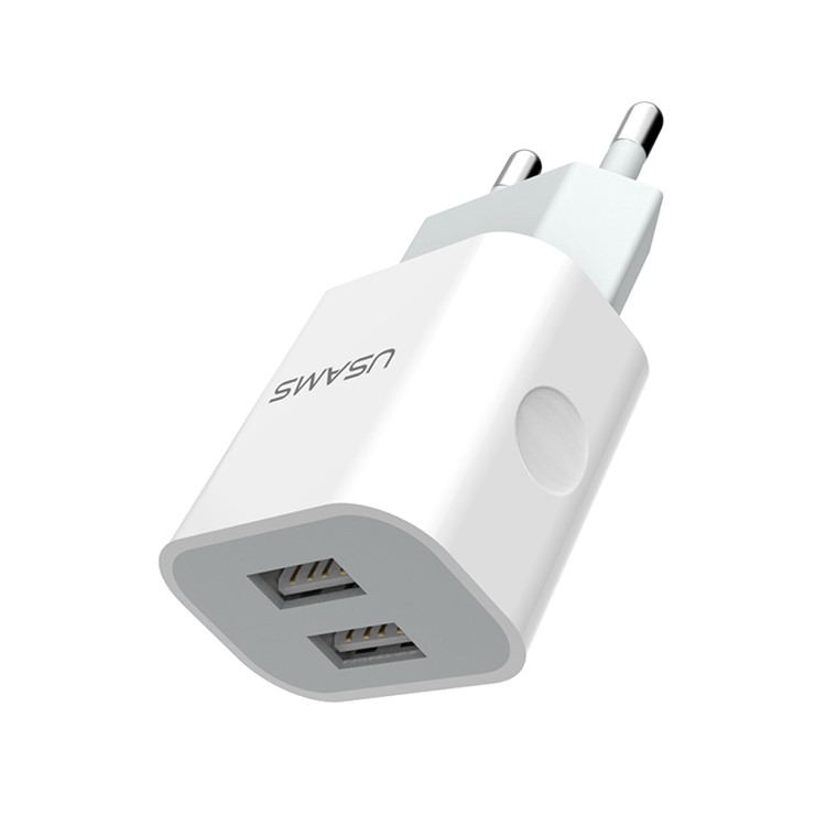 USAMS 5V 2.4A Dual USB Wall Travel Charger for iPhone Samsung HTC Etc (US-CC023) - EU Plug-5