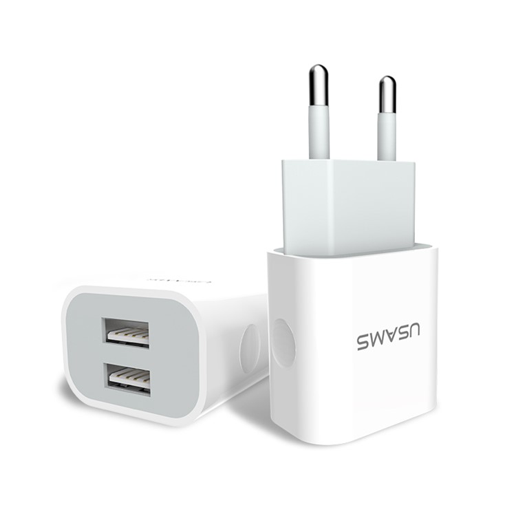 USAMS 5V 2.4A Dual USB Wall Travel Charger for iPhone Samsung HTC Etc (US-CC023) - EU Plug-6