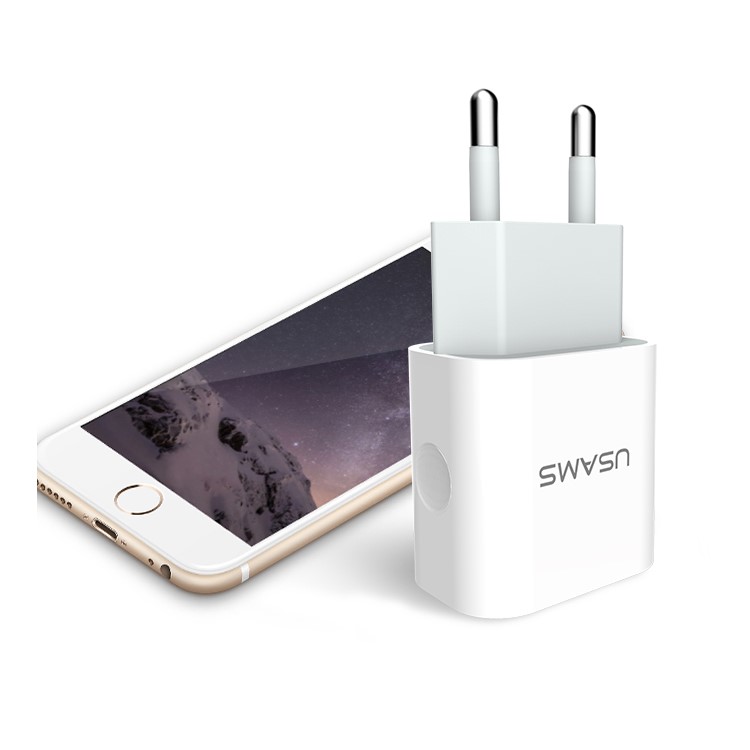 USAMS 5V 2.4A Dual USB Wall Travel Charger for iPhone Samsung HTC Etc (US-CC023) - EU Plug-8