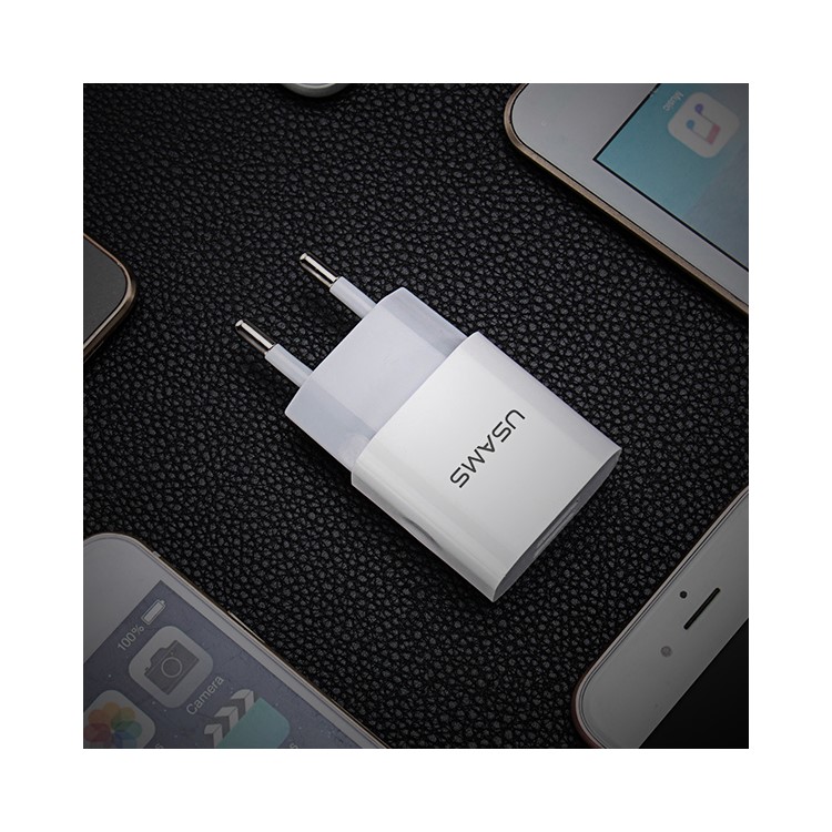 USAMS 5V 2.4A Dual USB Wall Travel Charger for iPhone Samsung HTC Etc (US-CC023) - EU Plug-9