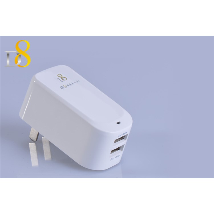 D8 PHC-1112 5V 2.4A Dual USB Travel Wall Charger with Intelligent Charging IC - CN Plug / White-7