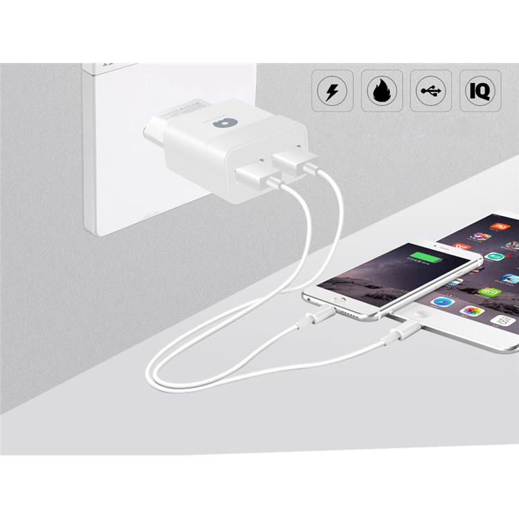 WUW C14 5V 2.1A Dual USB Home Travel Charger Adapter for Mobile Phones & Tablets (CE ROHS FCC) - EU Plug / White-2