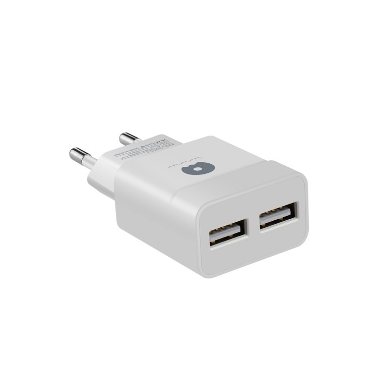 WUW C14 5V 2.1A Dual USB Home Travel Charger Adapter for Mobile Phones & Tablets (CE ROHS FCC) - EU Plug / White-8