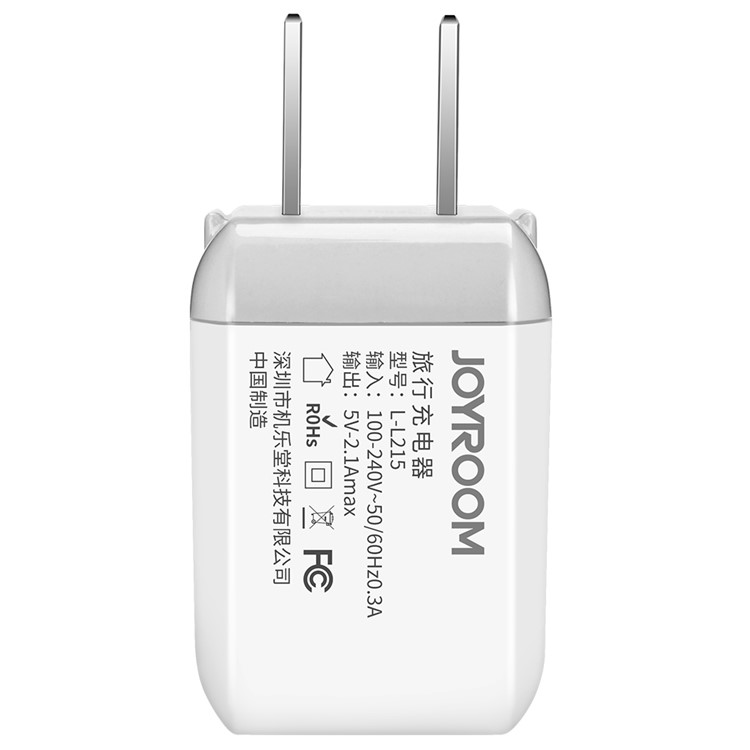 JOYROOM Dual USB 5V 2.1A Wall Charger Travel Adapter for iPhone iPad Samsung etc. - White/CN Standard Plug-3