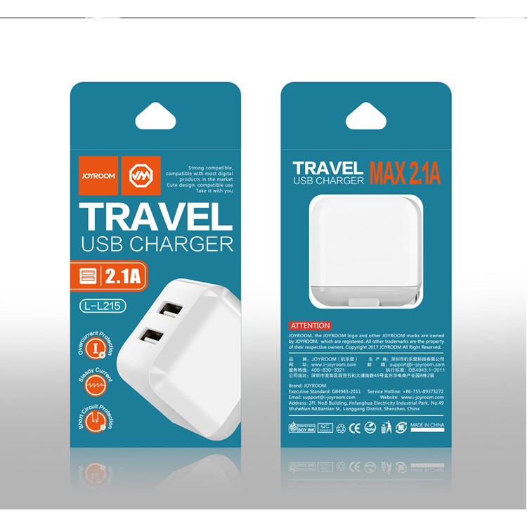 JOYROOM Dual USB 5V 2.1A Wall Charger Travel Adapter for iPhone iPad Samsung etc. - White/CN Standard Plug-7