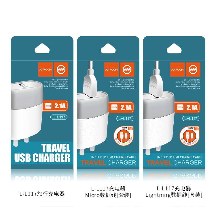 JOYROOM 2.1A USB Wall Charger + Micro USB Cable for Samsung Sony HTC Xiaomi etc. - White/CN Standard Plug-8