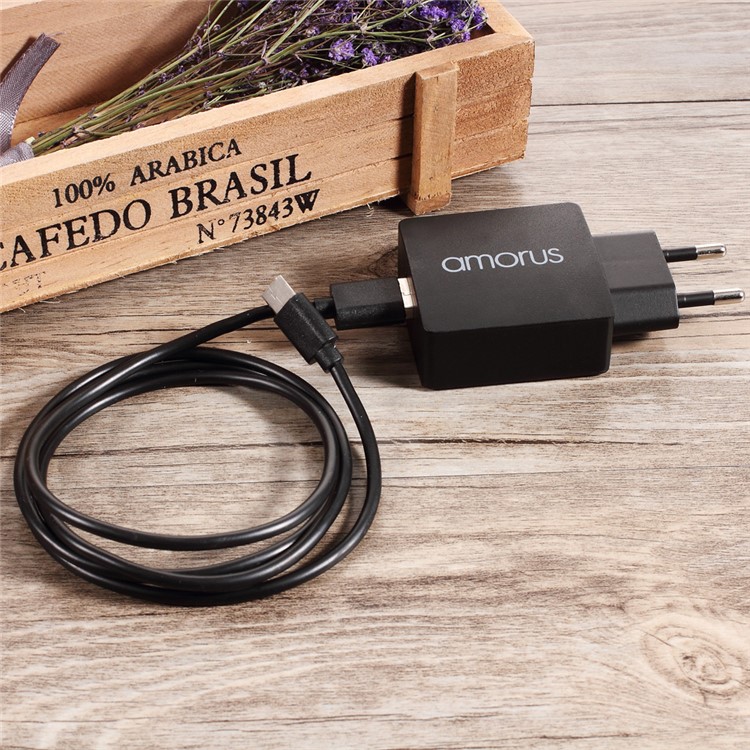AMORUS K6 Charging Kit QC3.0 Wall Charger Adapter + USB Type-C Cable for Samsung Galaxy S8/S8 Plus /Nintendo Switch - EU Plug-8