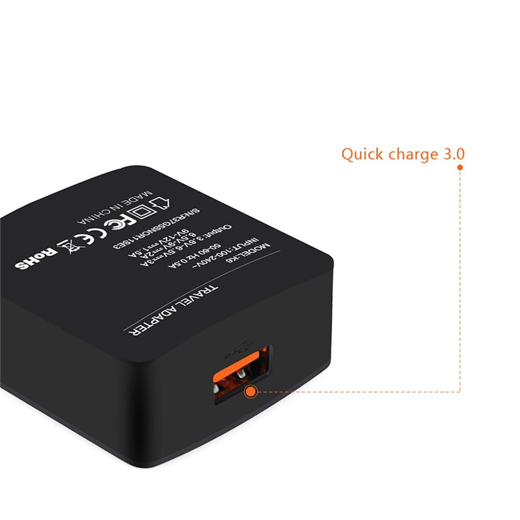 AMORUS K6 Quick Charge QC3.0 Adapter + Micro USB Cable Charger Kit for Samsung S7 / LG G4 Etc - EU Plug-6