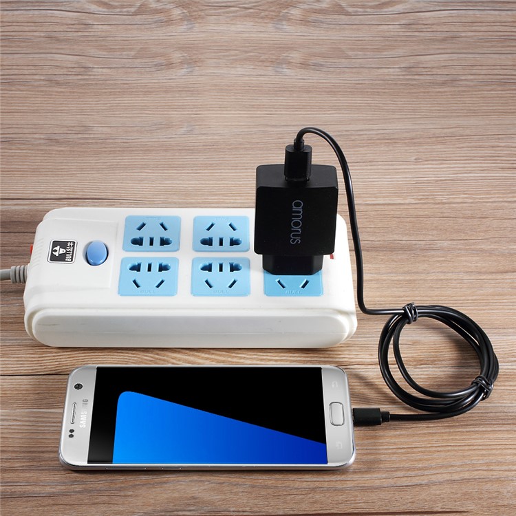 AMORUS K6 Quick Charge QC3.0 Adapter + Micro USB Cable Charger Kit for Samsung S7 / LG G4 Etc - EU Plug-7