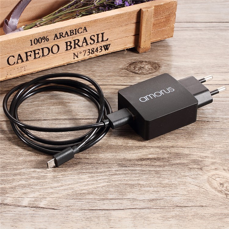 AMORUS K6 Quick Charge QC3.0 Adapter + Micro USB Cable Charger Kit for Samsung S7 / LG G4 Etc - EU Plug-8
