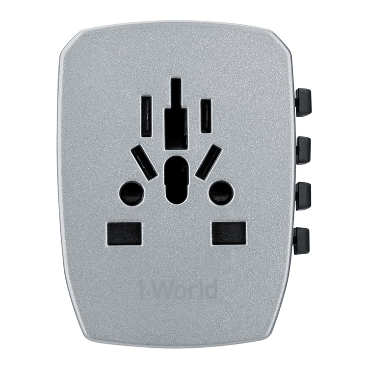 MOMAX 1-World 4 USB AC Travel Adapter Worldwide Travel Charger for Phones and Tablets - Grey-2