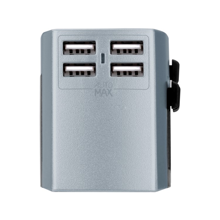 MOMAX 1-World 4 USB AC Travel Adapter Worldwide Travel Charger for Phones and Tablets - Grey-5
