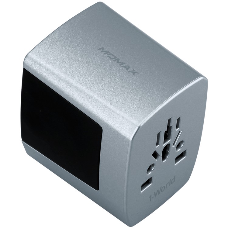 MOMAX 1-World 4 USB AC Travel Adapter Worldwide Travel Charger for Phones and Tablets - Grey-6