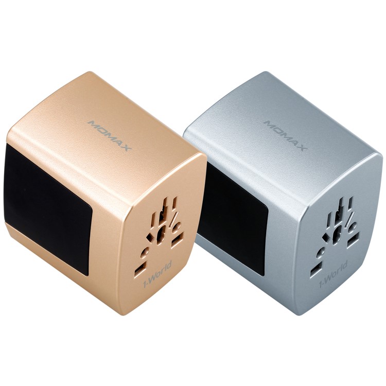 MOMAX 1-World AC Travel Adapter Worldwide Travel Wall Charger for Phones and Tablets - Champagne Gold Color-14