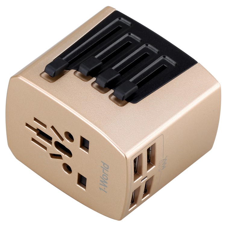 MOMAX 1-World AC Travel Adapter Worldwide Travel Wall Charger for Phones and Tablets - Champagne Gold Color-7