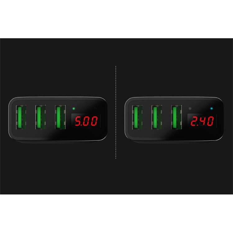 USAMS US-CC034 3 Port USB Travel Charger with Digital Display Screen for iPhone Samsung HTC Etc. - CN Plug/Black-4