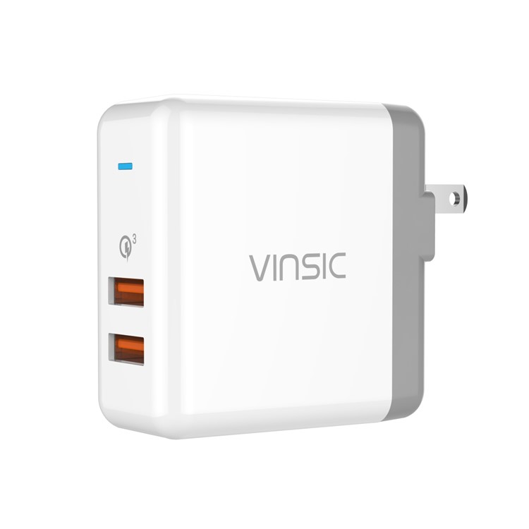 VINSIC 2-Port QC3.0 Adaptador para carregador de viagem para parede (36W) - US vela / branco-1