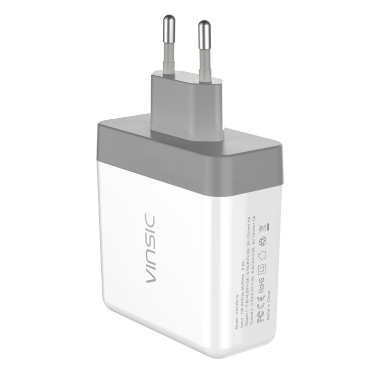 VINSIC 36W 2-Port QC3.0 Wall Travel Charger Adapter - EU Plug / White-3