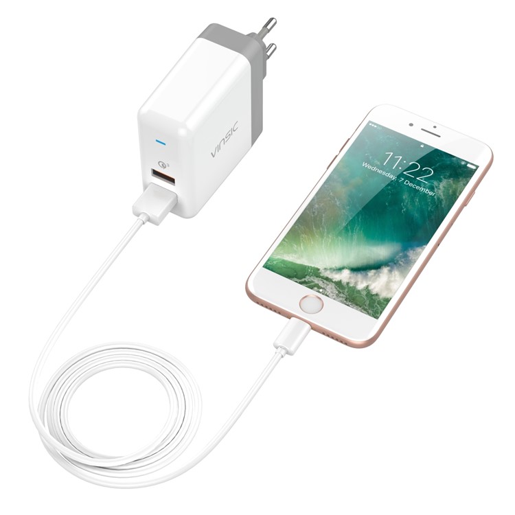 VINSIC 36W 2-Port QC3.0 Wall Travel Charger Adapter - EU Plug / White-5