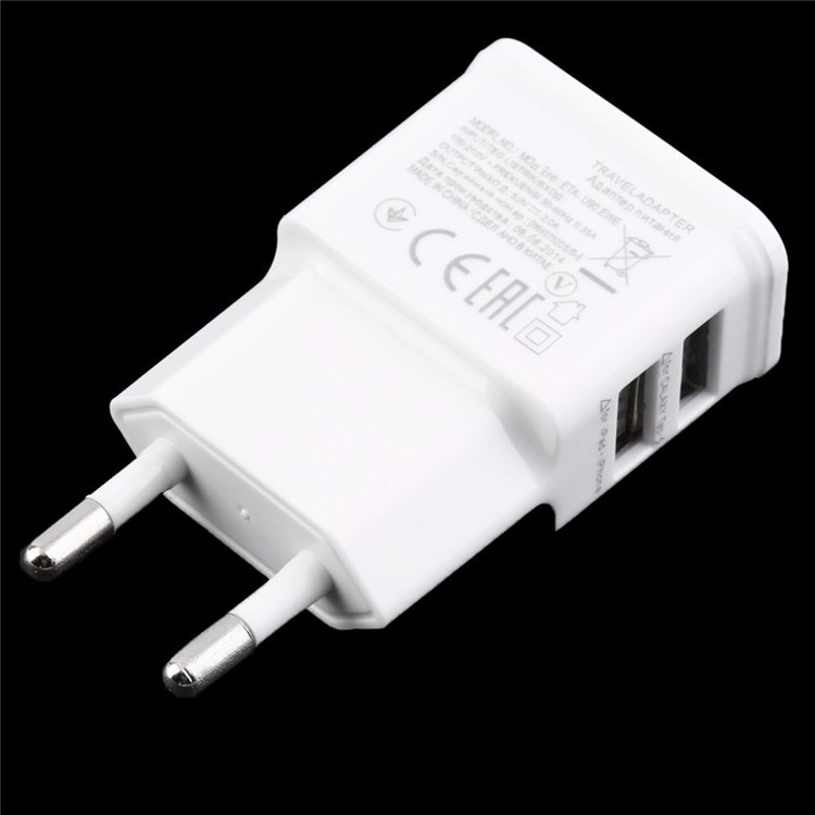 5V 2A Dual USB Wall Travel Charger Power Adapter for iPhone Samsung Etc. Smartphones Tablets - EU Plug / White-5