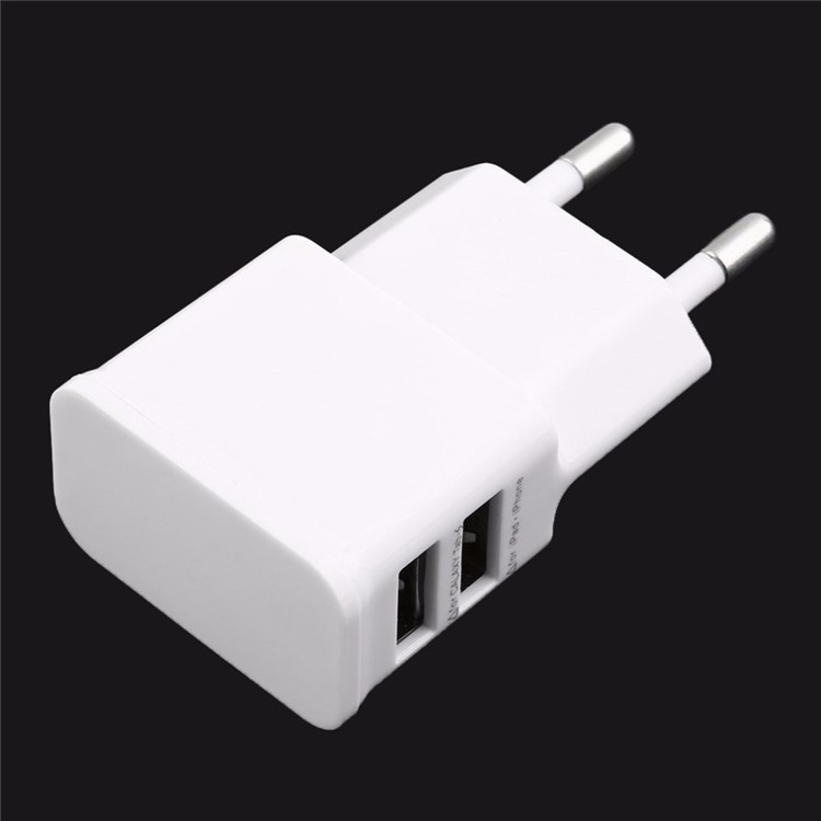 5V 2A Dual USB Wall Travel Charger Power Adapter for iPhone Samsung Etc. Smartphones Tablets - EU Plug / White-6