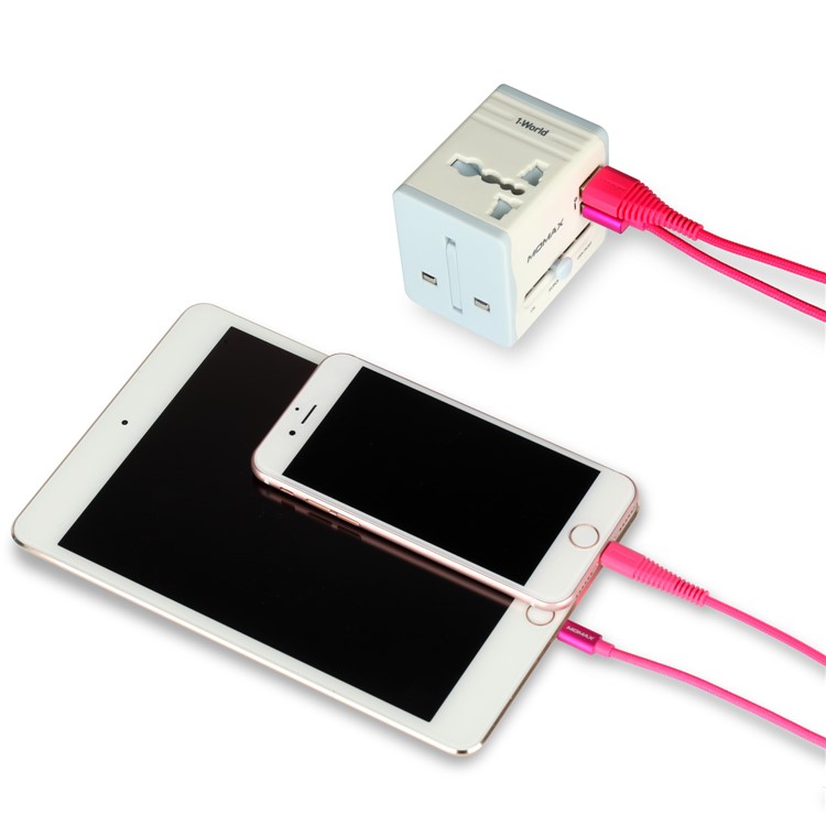 MOMAX 2.1A Dual USB Universal Travel Wall Charger Power Adapter Converter AU/UK/US/EU Plug - White-17