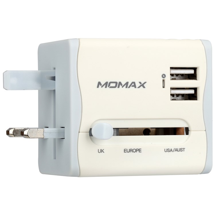 MOMAX 2.1A Dual USB Universal Travel Wall Charger Power Adapter Converter AU/UK/US/EU Plug - White-9