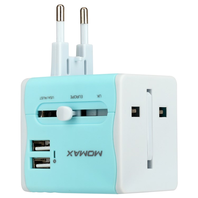 MOMAX Zwei USB-Ports Universal-Ladegerät Ladegerät Netzteil AU / UK / US / EU-Stecker - Blau-12