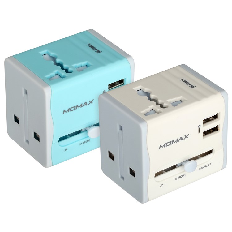 MOMAX Zwei USB-Ports Universal-Ladegerät Ladegerät Netzteil AU / UK / US / EU-Stecker - Blau-14