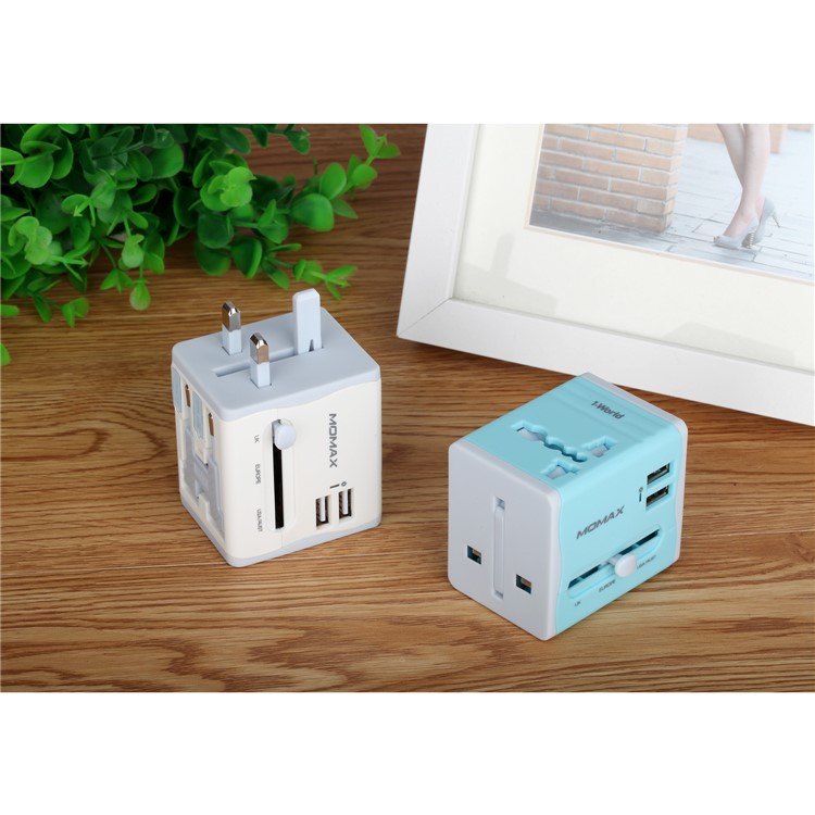 MOMAX Zwei USB-Ports Universal-Ladegerät Ladegerät Netzteil AU / UK / US / EU-Stecker - Blau-15