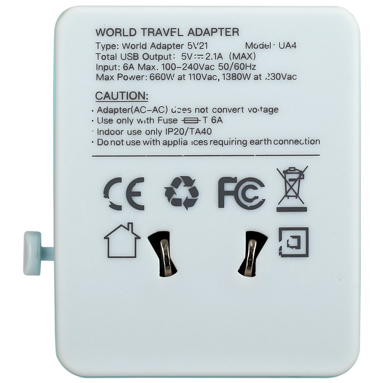 MOMAX Zwei USB-Ports Universal-Ladegerät Ladegerät Netzteil AU / UK / US / EU-Stecker - Blau-5
