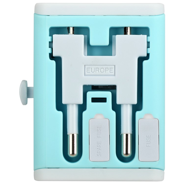 MOMAX Zwei USB-Ports Universal-Ladegerät Ladegerät Netzteil AU / UK / US / EU-Stecker - Blau-7