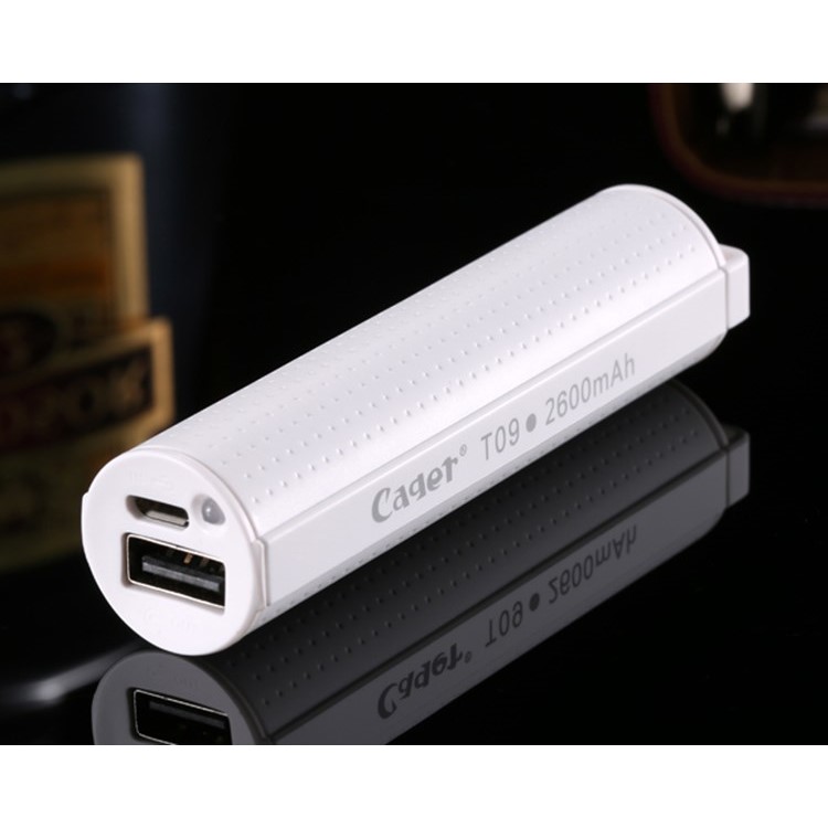 CAGER T09 2600mAh Portable Power Bank Backup Battery for iPhone Samsung HTC Etc - White-10