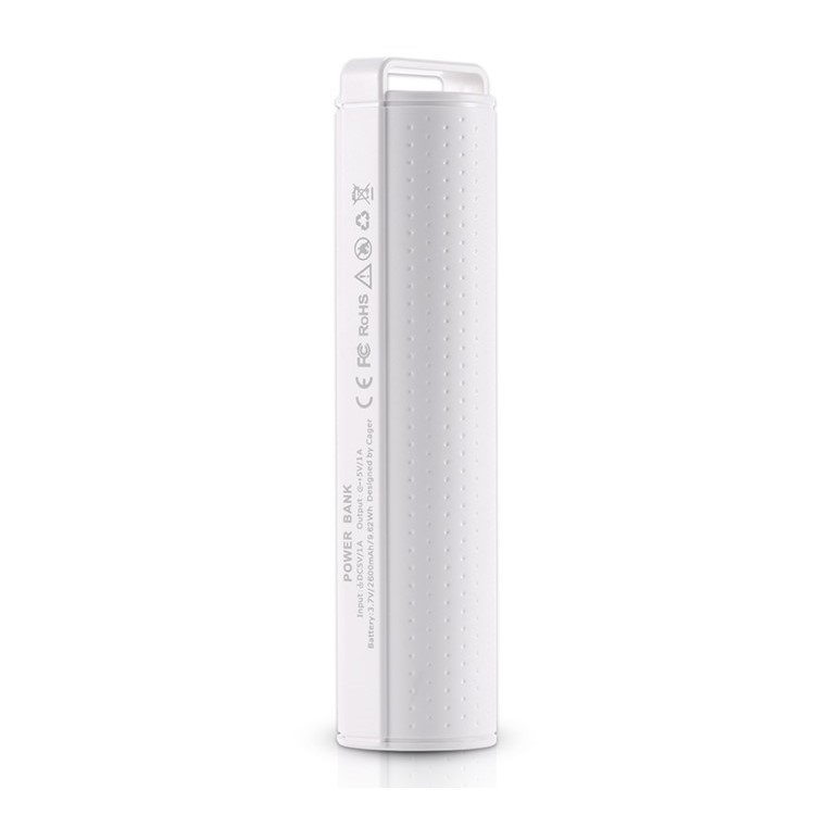 CAGER T09 2600mAh Portable Power Bank Backup Battery for iPhone Samsung HTC Etc - White-2
