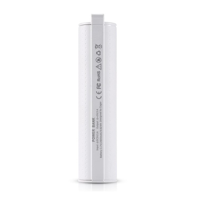 CAGER T09 2600mAh Portable Power Bank Backup Battery for iPhone Samsung HTC Etc - White-5
