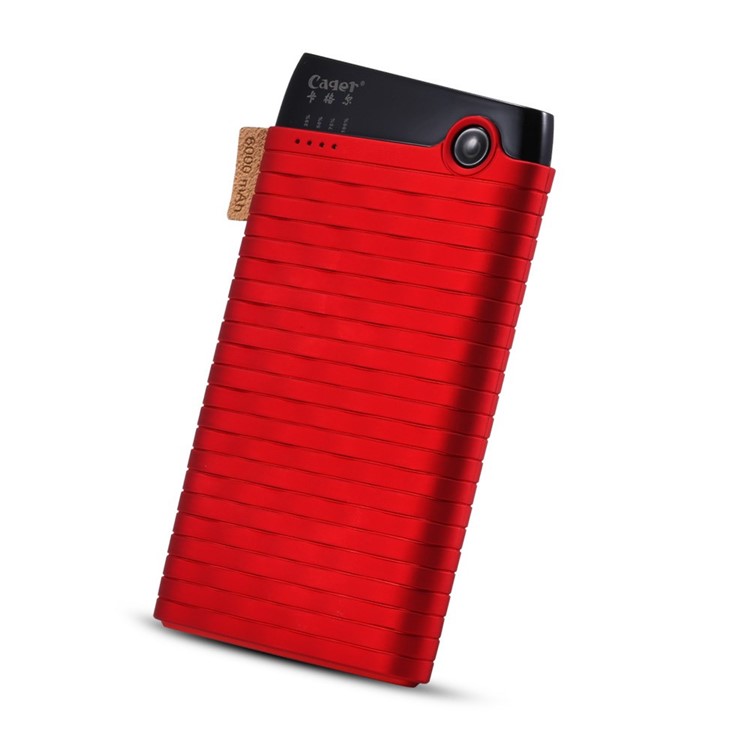 CAGER B089 6000mAh Woven Pattern Battery Backup Charger Power Bank for iPhone Samsung Sony - Red-3