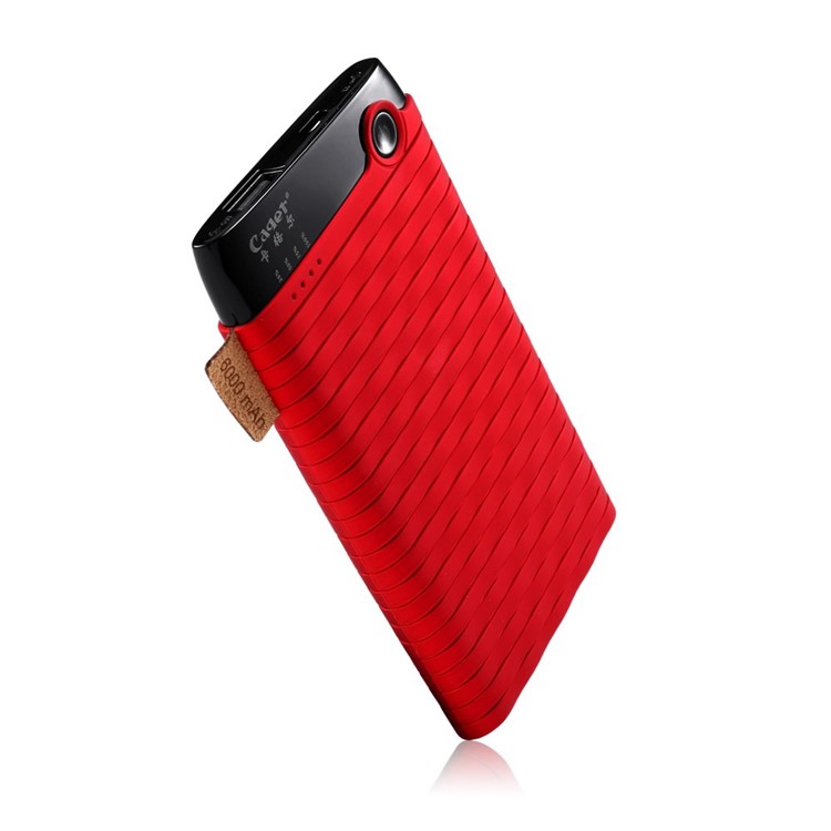 CAGER B089 6000mAh Woven Pattern Battery Backup Charger Power Bank for iPhone Samsung Sony - Red-4