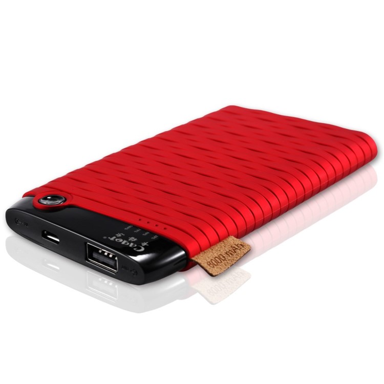 CAGER B089 6000mAh Woven Pattern Battery Backup Charger Power Bank for iPhone Samsung Sony - Red-6