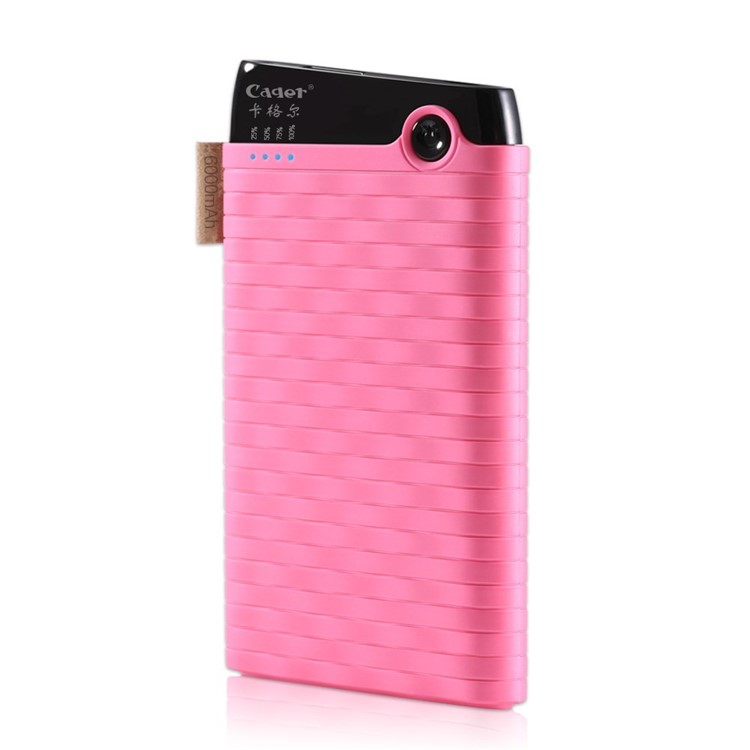 CAGER B089 6000mAh Woven Pattern Battery Charger Power Bank for iPhone Samsung Sony - Pink-2