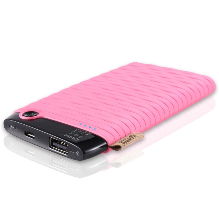 CAGER B089 6000mAh Woven Pattern Battery Charger Power Bank for iPhone Samsung Sony - Pink-5