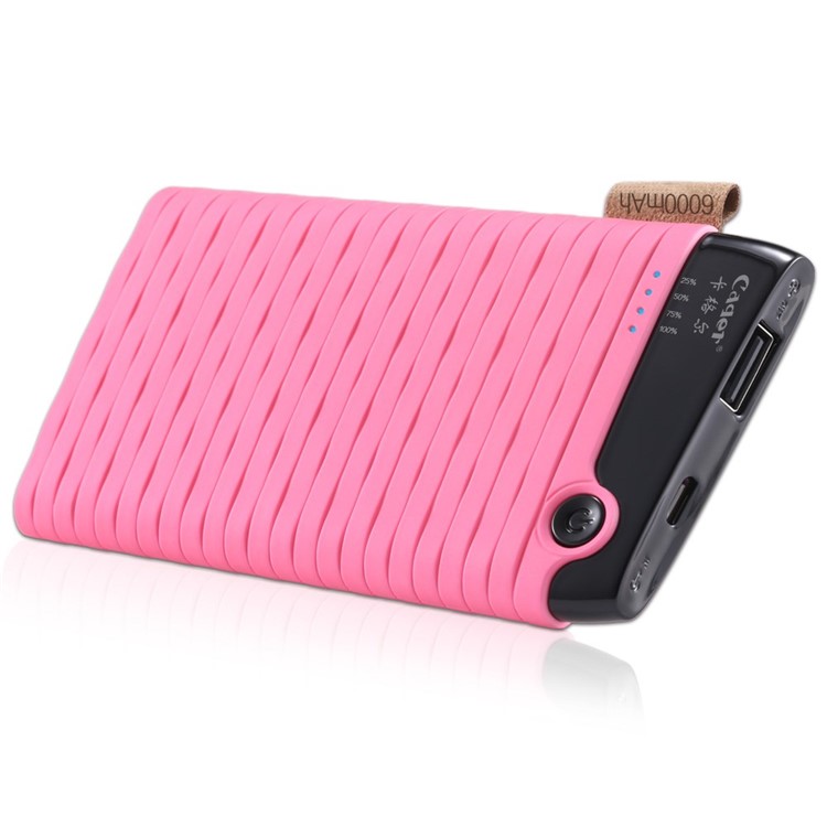 CAGER B089 6000mAh Woven Pattern Battery Charger Power Bank for iPhone Samsung Sony - Pink-6