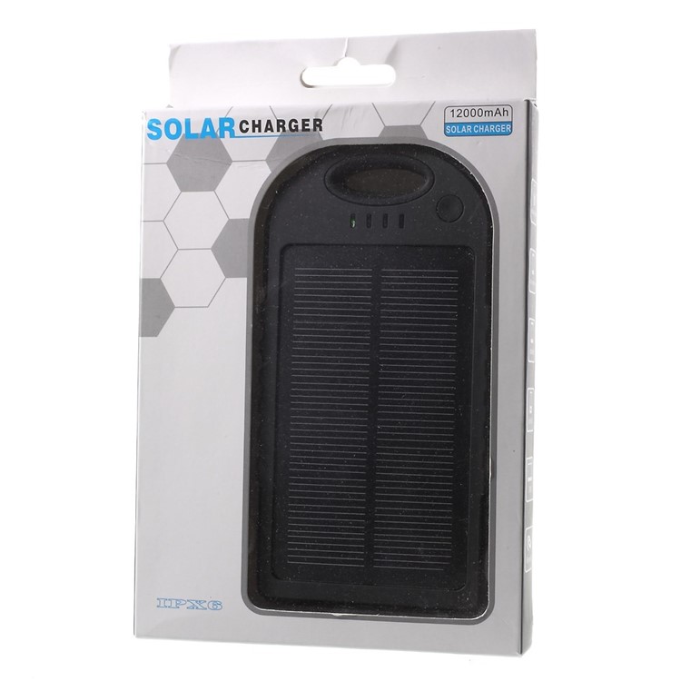 YD-T016 12000mAh Solar Charger External Battery Power Bank for iPhone Samsung LG HTC - Black-11